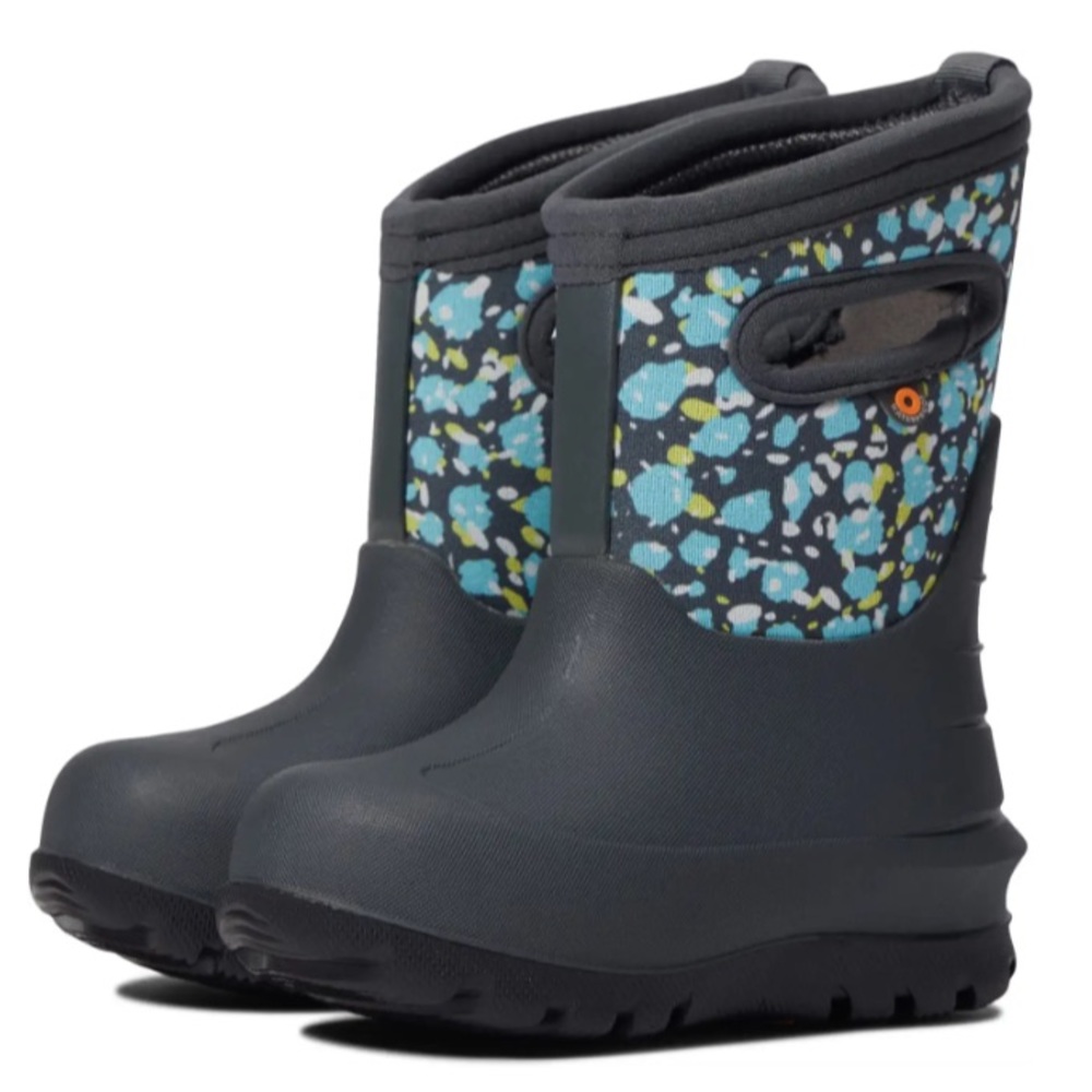 Bogs Kids Boots - Charcoal and Teal Pattern